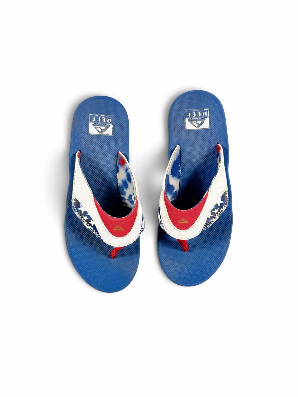 REEF Kids Fanning Patriotic Red White Blue Flip Flop Sandals Size 4 big kid